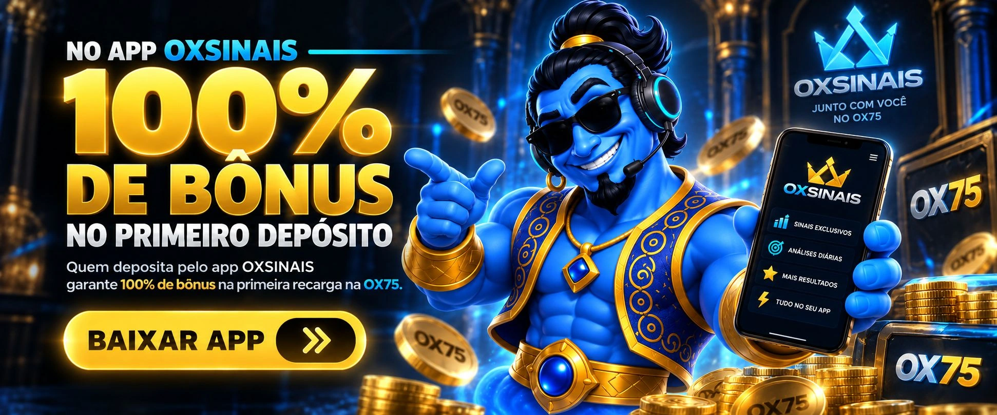 No app OXSINAIS: 100% de bônus no primeiro depósito